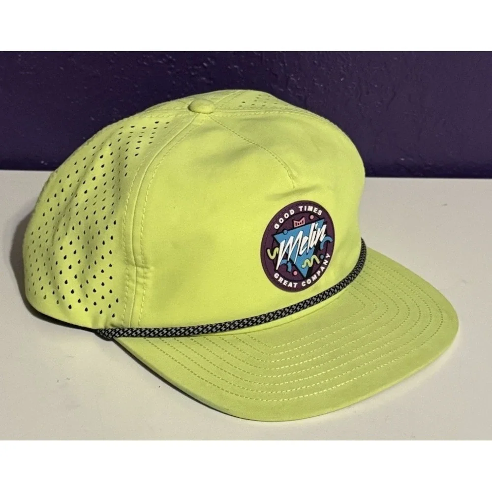 Melin Coronado Hydro Hat Burst Neon Yellow Waterproof Snapback Classic 58 Rare